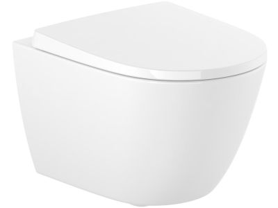 Vas WC suspendat Roca Ona Compact Rimless 48x36cm, SupraGlaze, alb