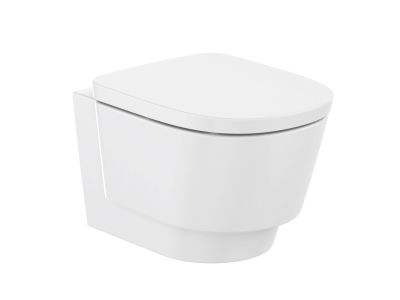 Vas wc suspendat Roca Tura Rimless, fixare ascunsa, 50x36cm, alb