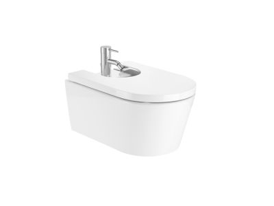 Bideu suspendat Roca Inspira Round 370x560mm, alb