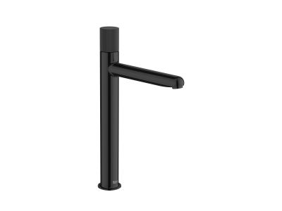 Baterie lavoar Roca NU XL, pentru lavoare tip bol, Cold Start, fara ventil, maneta stripes, Titanium Black