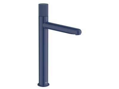 Baterie lavoar Roca NU XL, pentru lavoare tip bol, Cold Start, fara ventil, maneta stripes, Cobalt Blue