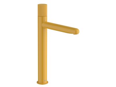Baterie lavoar Roca NU XL, pentru lavoare tip bol, Cold Start, fara ventil, maneta stripes, Honey Yellow