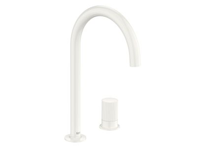 Baterie lavoar Roca NU L din doua elemente, fara ventil, maneta stripes, Glossy White