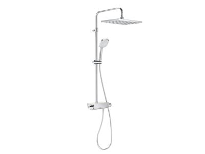 Coloana de dus Roca Deck Square cu baterie termostatata si polita