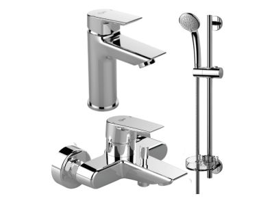 Set baterii 3in1 Ideal Standard Tesi, include baterie lavoar, baterie cada si set de dus