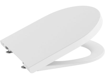 Capac wc Roca Inspira Round Compact cu inchidere lenta si QuickRelease, alb mat