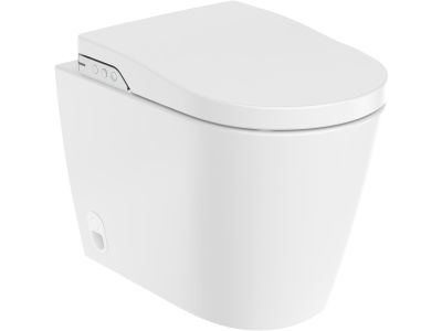 Set complet vas wc Roca Inspira In-Wash In-Tank Rimless 385x585mm cu functie de bideu, rezervor integrat si capac inchidere lenta, alb