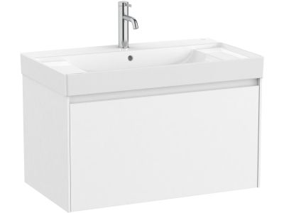 Set mobilier Roca Ona cu dulap baza cu un sertar 80cm si lavoar, alb mat