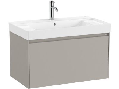 Set mobilier Roca Ona cu dulap baza cu un sertar 80cm si lavoar, gri mat