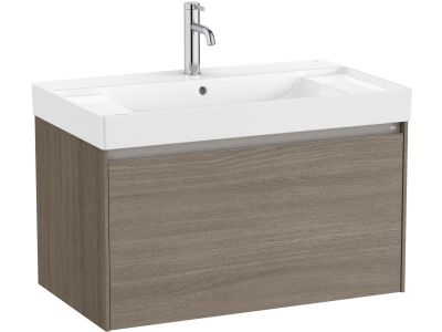 Set mobilier Roca Ona cu dulap baza cu un sertar 80cm si lavoar, ulm inchis