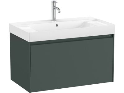 Set mobilier Roca Ona cu dulap baza cu un sertar 80cm si lavoar, verde mat