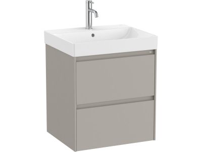 Set mobilier Roca Ona cu dulap baza cu doua sertare 55cm si lavoar, gri mat