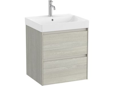 Set mobilier Roca Ona cu dulap baza cu doua sertare 55cm si lavoar, stejar alb
