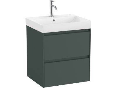 Set mobilier Roca Ona cu dulap baza cu doua sertare 55cm si lavoar, verde mat