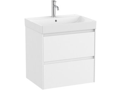 Set mobilier Roca Ona cu dulap baza cu doua sertare 60cm si lavoar, alb mat