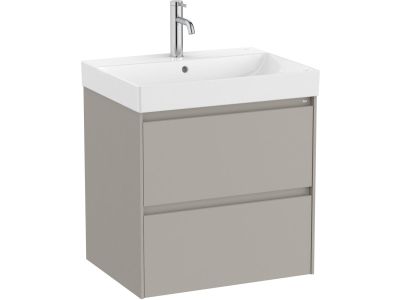 Set mobilier Roca Ona cu dulap baza cu doua sertare 60cm si lavoar, gri mat