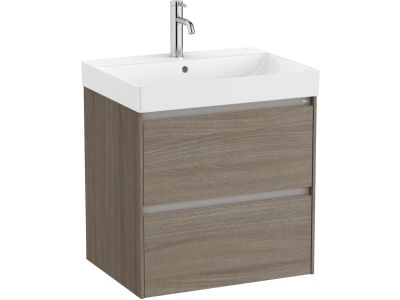 Set mobilier Roca Ona cu dulap baza cu doua sertare 60cm si lavoar, ulm inchis