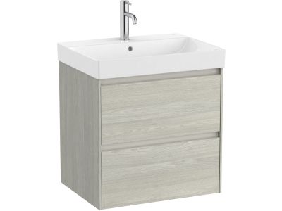 Set mobilier Roca Ona cu dulap baza cu doua sertare 60cm si lavoar, stejar alb