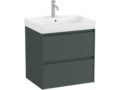 Set mobilier Roca Ona cu dulap baza cu doua sertare 60cm si lavoar, verde mat