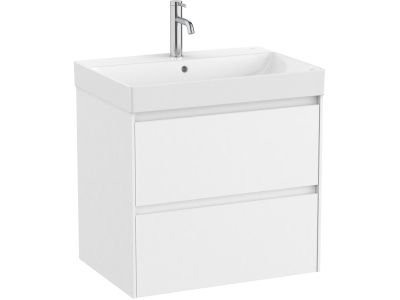 Set mobilier Roca Ona cu dulap baza cu doua sertare 65cm si lavoar, alb mat