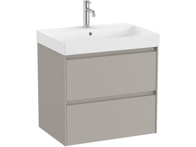 Set mobilier Roca Ona cu dulap baza cu doua sertare 65cm si lavoar, gri mat