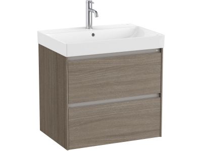 Set mobilier Roca Ona cu dulap baza cu doua sertare 65cm si lavoar, ulm inchis