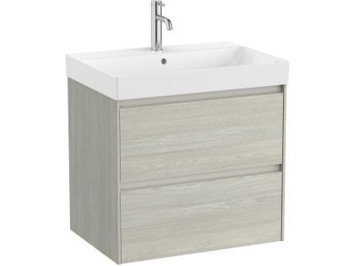 Set mobilier Roca Ona cu dulap baza cu doua sertare 65cm si lavoar, stejar alb