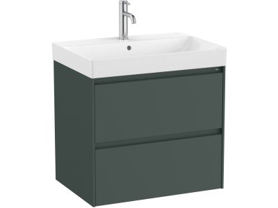 Set mobilier Roca Ona cu dulap baza cu doua sertare 65cm si lavoar, verde mat