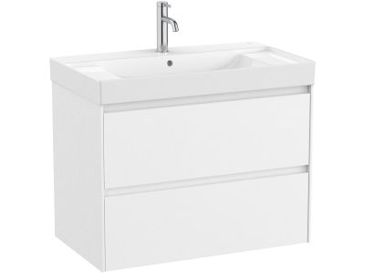 Set mobilier Roca Ona cu dulap baza cu doua sertare 80cm si lavoar, alb mat