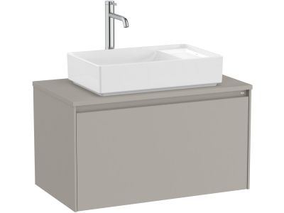 Dulap baza Roca Ona cu un sertar, 80cm, pentru lavoar pe blat, gri mat