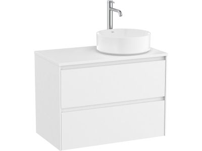 Dulap baza Roca Ona cu doua sertare, 80cm, pentru lavoar pe blat dreapta, alb mat
