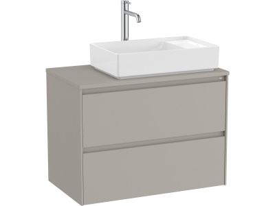 Dulap baza Roca Ona cu doua sertare, 80cm, pentru lavoar pe blat dreapta, gri mat
