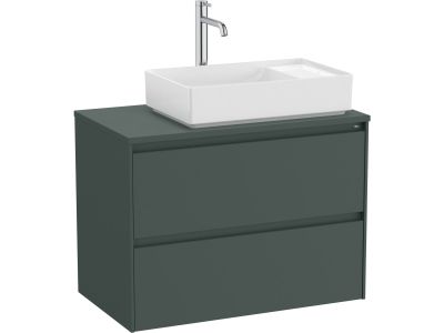 Dulap baza Roca Ona cu doua sertare, 80cm, pentru lavoar pe blat dreapta, verde mat