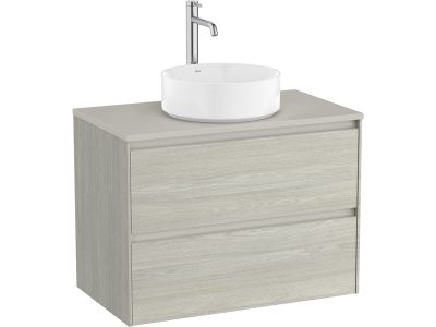 Dulap baza Roca Ona cu doua sertare, 80cm, pentru lavoar pe blat, stejar alb