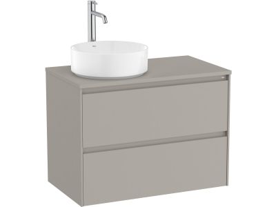 Dulap baza Roca Ona cu doua sertare, 80cm, pentru lavoar pe blat stanga, gri mat