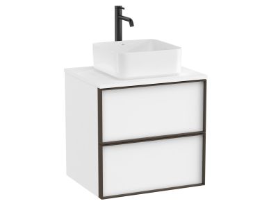 Dulap baza Roca Inspira pentru lavoare pe blat, doua sertare, 60cm, alb mat