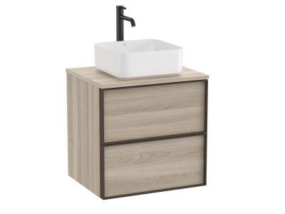 Dulap baza Roca Inspira pentru lavoare pe blat, doua sertare, 60cm, pin alb