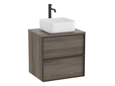 Dulap baza Roca Inspira pentru lavoare pe blat, doua sertare, 60cm, maro magnolia