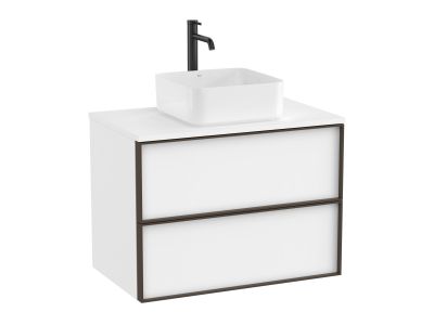 Dulap baza Roca Inspira pentru lavoare pe blat, doua sertare, 80cm, alb mat