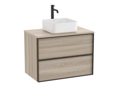 Dulap baza Roca Inspira pentru lavoare pe blat, doua sertare, 80cm, pin alb