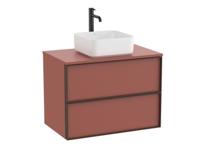 Dulap baza Roca Inspira pentru lavoare pe blat, doua sertare, 80cm, rosu terracota