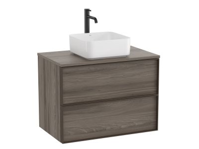 Dulap baza Roca Inspira pentru lavoare pe blat, doua sertare, 80cm, maro magnolia