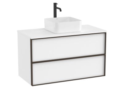 Dulap baza Roca Inspira pentru lavoare pe blat, doua sertare, 100cm, alb mat