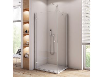 Perete lateral Ronal (SanSwiss) Annea ANT 90cm, sticla AquaPerle 6mm, bara stabilizatoare 45 grade, profil crom