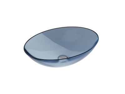Lavoar oval tip bol Besco Anya 50x35cm, ResiCast, transparent, ventil click-clack crom, Blue Wave