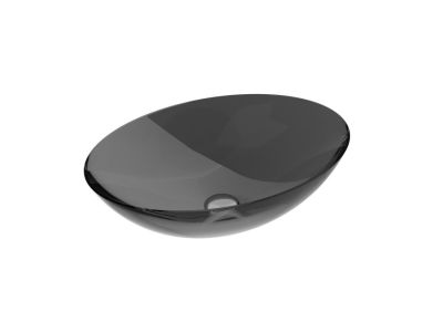 Lavoar oval tip bol Besco Anya 50x35cm, ResiCast, transparent, ventil click-clack crom, Carbon Grey