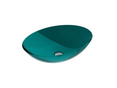 Lavoar oval tip bol Besco Anya 50x35cm, ResiCast, transparent, ventil click-clack crom, Ocean Breeze