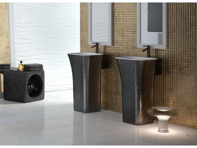 Lavoar free-standing Besco Assos Glam 40x50x85cm, compozit mineral, Graphite