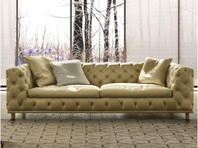 Canapea Gamma Aston cu 3 locuri, 254cm, piele Piuma E534, HandMade in Italy