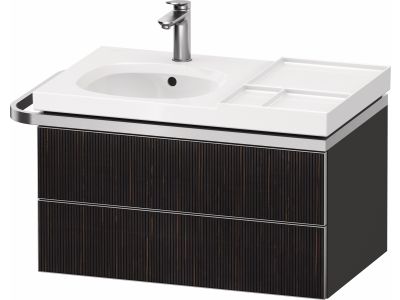 Dulap baza suspendat Duravit Aurena 784 x 492mm pentru lavoar, cu doua sertare, orientare stanga, inclus portprosop, riflaj Ebony mat